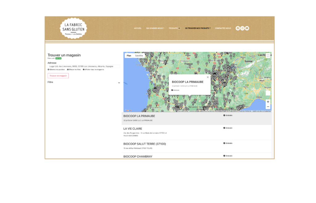 Impose Toi Realisation site internet Produit alimnetaire La Fabric sans gluten Capture 2